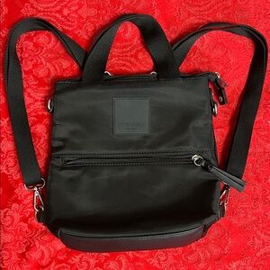 Cynthia Rowley Black Nylon Convertible Backpack Crossbody Minimal Travel Bag